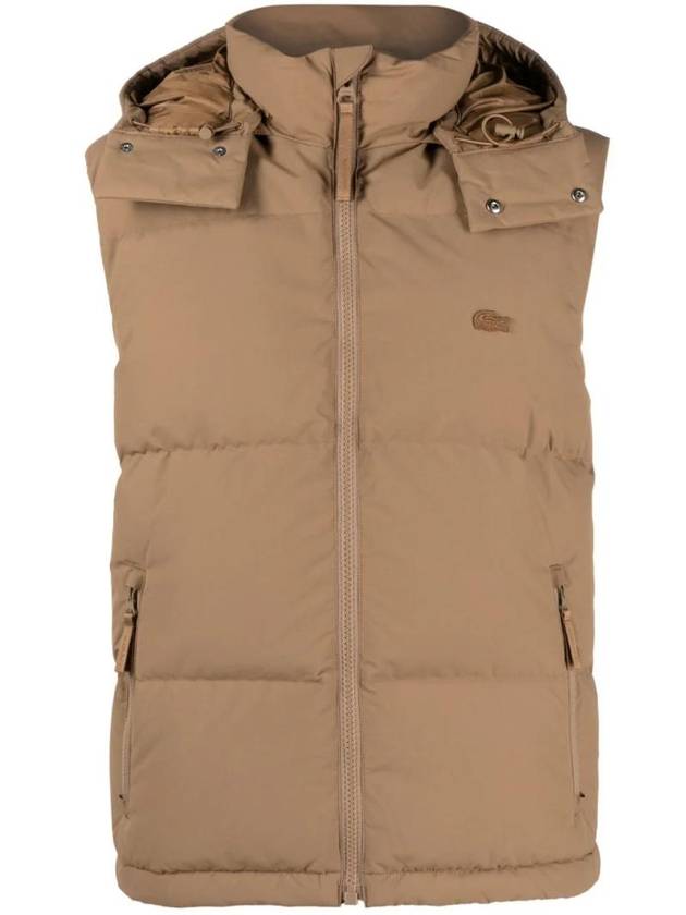 Water Repellent Padded Vest Brown - LACOSTE - BALAAN 1