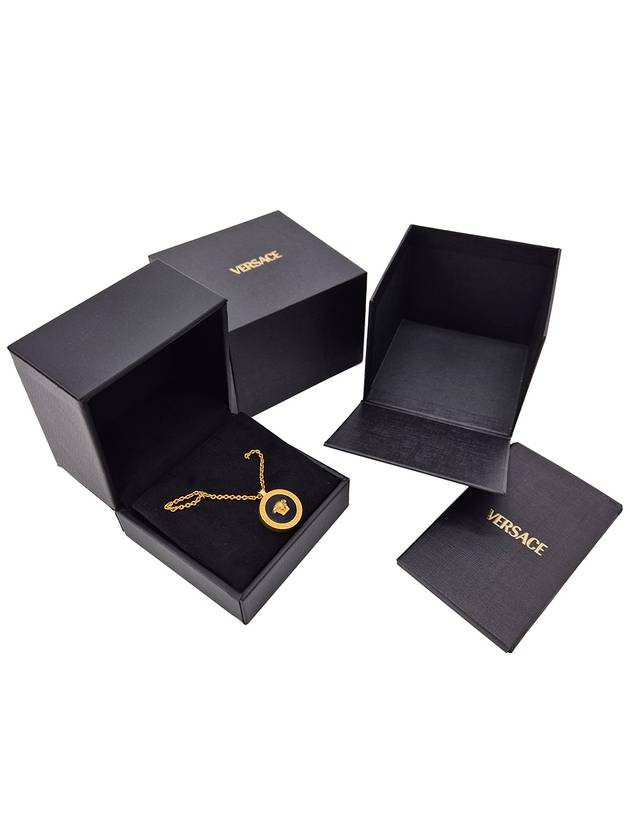 Enamel Medusa Pendant Necklace Black Gold - VERSACE - BALAAN 10