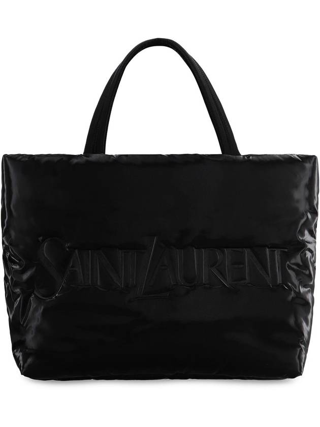 Silktech Canvas Tote Bag Black - SAINT LAURENT - BALAAN 5