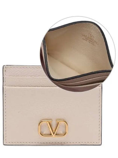 V Logo Signature Card Wallet Ivory - VALENTINO - BALAAN 2