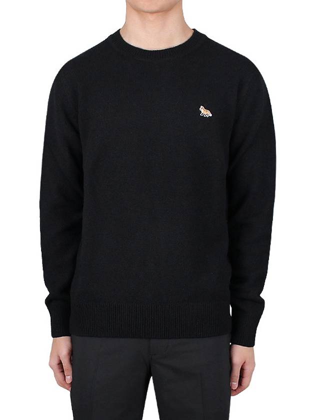 Baby Fox Patch Cozy Round Neck Knit Top Black - MAISON KITSUNE - BALAAN 3