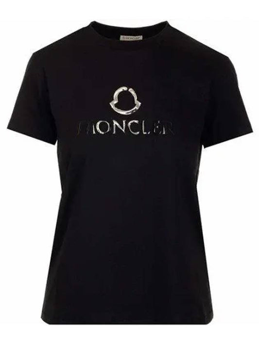 Women's Logo Short Sleeve T-Shirt Black - MONCLER - BALAAN 2