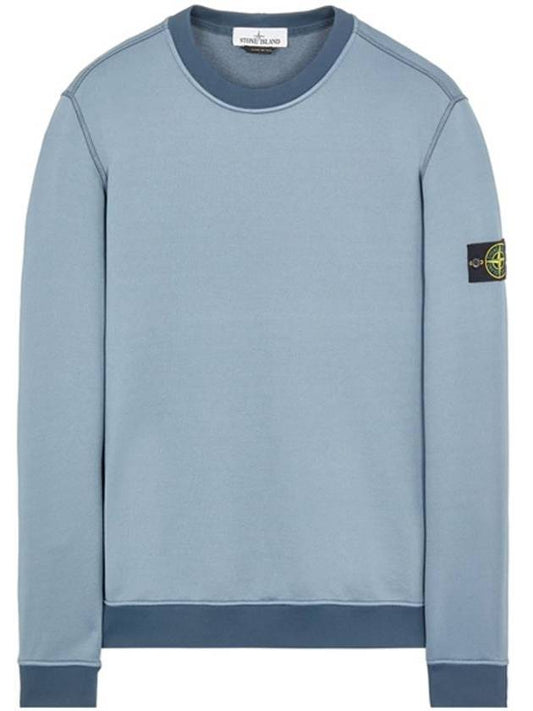 Men's Wappen Patch Round Cotton Nylon Fleece Sweatshirt Sky Blue - STONE ISLAND - BALAAN 1