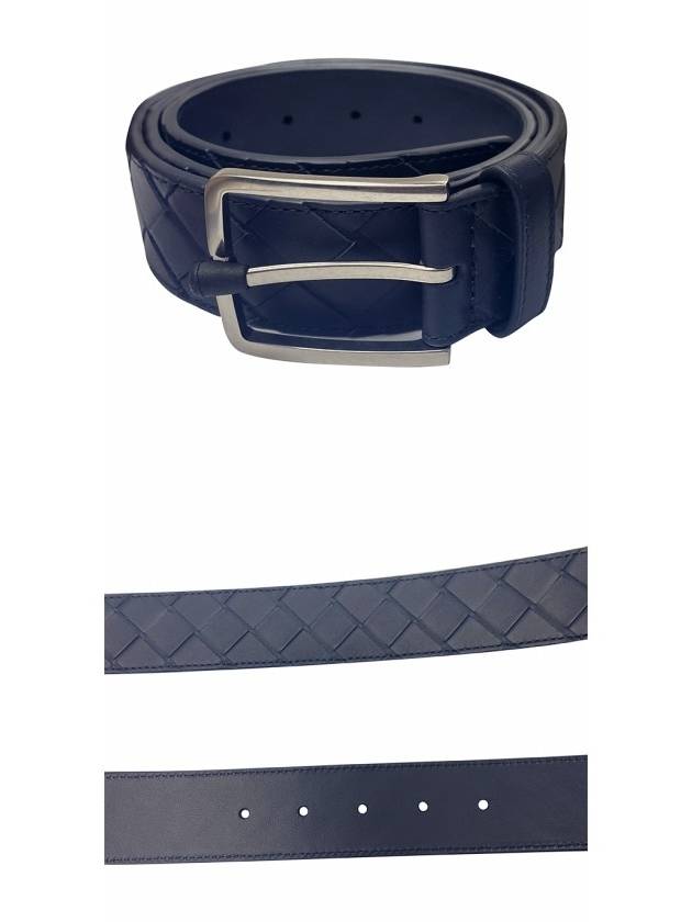 Intrecciato Leather Belt Navy - BOTTEGA VENETA - BALAAN 5