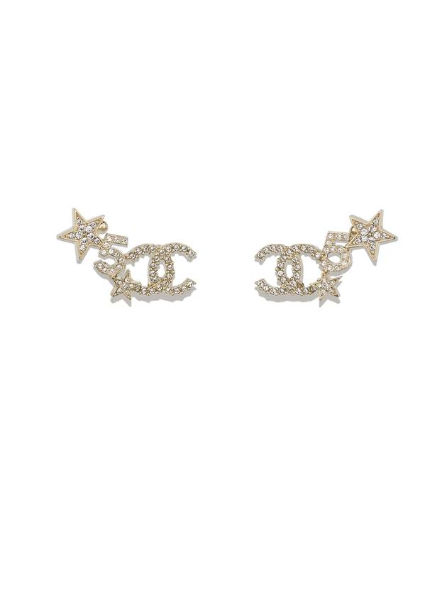 Big Star Crystal CC Logo Earrings Gold - CHANEL - BALAAN 1