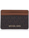 Jet Set Logo Plaque Card Wallet Brown - MICHAEL KORS - BALAAN 2