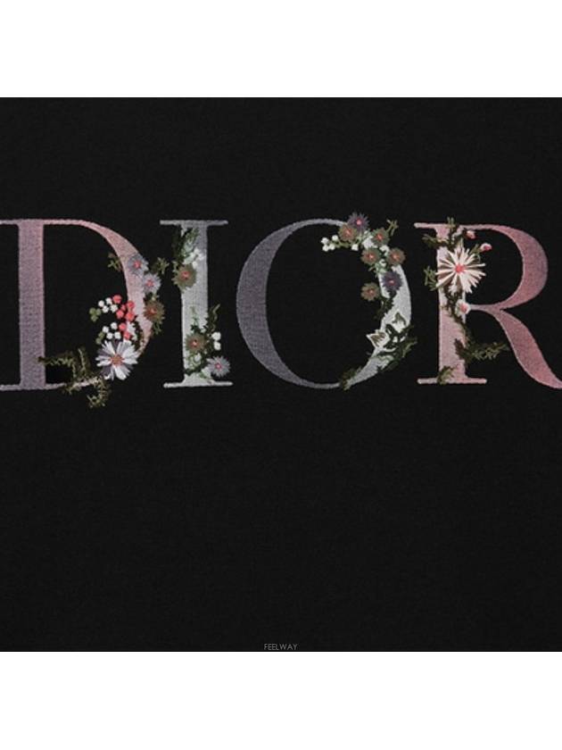 Logo Flower Oversized Hooded Sweatshirt Black Shop - DIOR - BALAAN 3