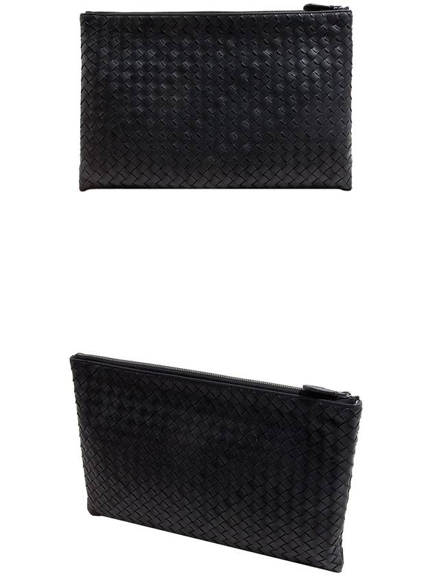 Intrecciato Document Leather Clutch Bag Dark Brown - BOTTEGA VENETA - BALAAN 4