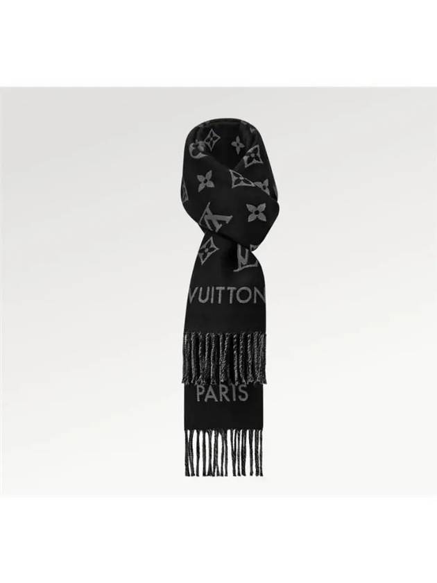 Monogram Wool Scarf Black - LOUIS VUITTON - BALAAN 3