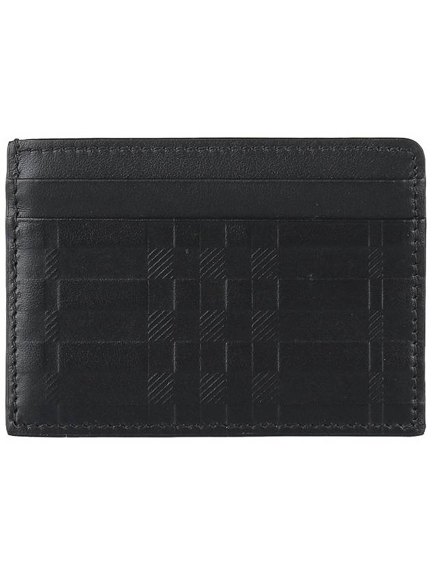 Embossed Check Leather Card Holder Black - BURBERRY - BALAAN 2