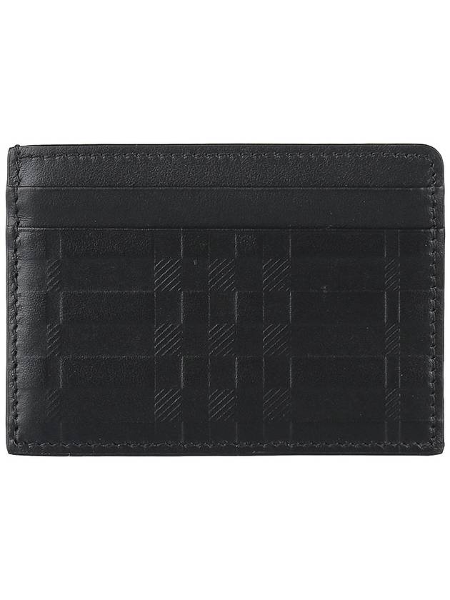 Embossed Check Leather Card Holder Black - BURBERRY - BALAAN 3