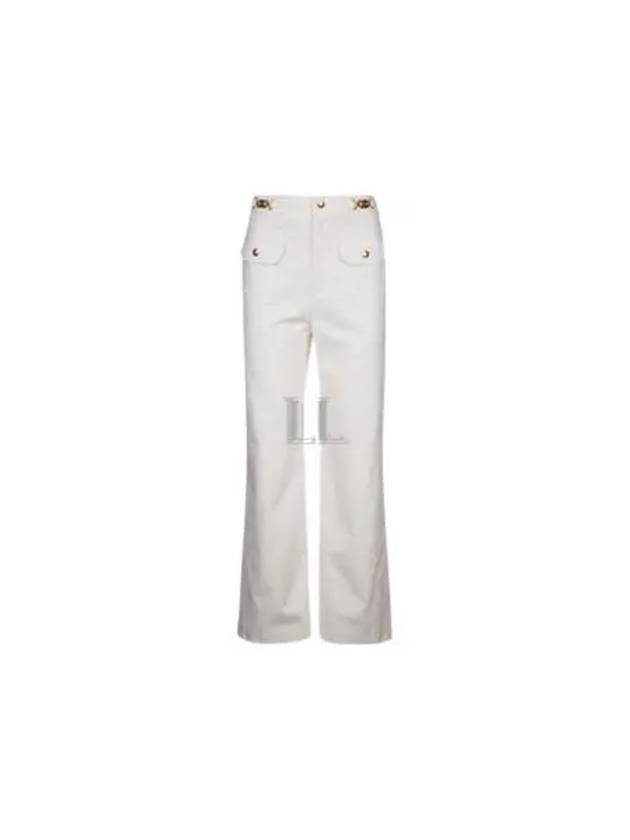 Gourmettes Cotton Straight Pants White - CELINE - BALAAN 2