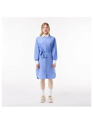 women striped shirt dress blue - LACOSTE - BALAAN 1