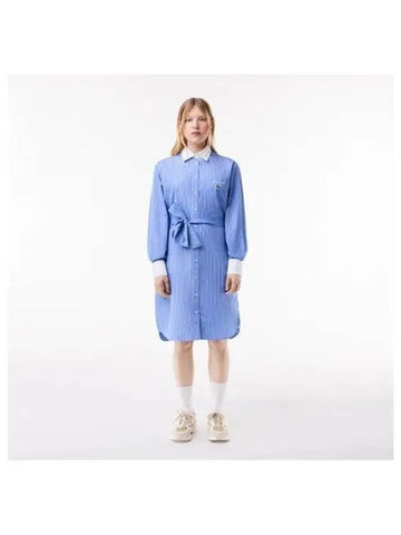 women striped shirt dress blue - LACOSTE - BALAAN 1