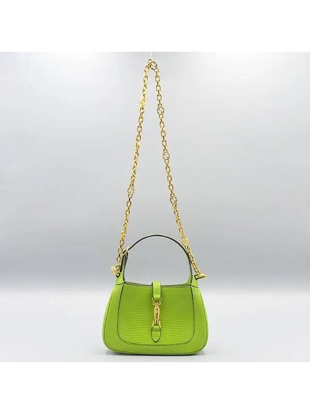 675799 Lime lizard leather Jackie mini tote bag shoulder strap - GUCCI - BALAAN 4