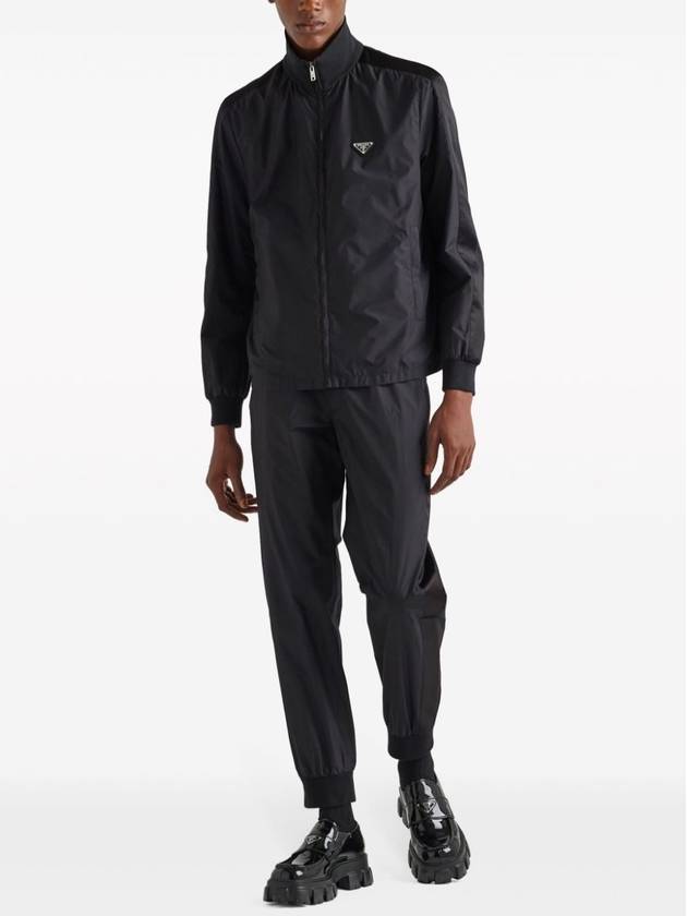 Silk blend zip up jacket black - PRADA - BALAAN 3