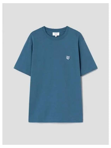 Men s Foxhead Patch Comfort T Shirt Lake Blue Domestic Product - MAISON KITSUNE - BALAAN 1