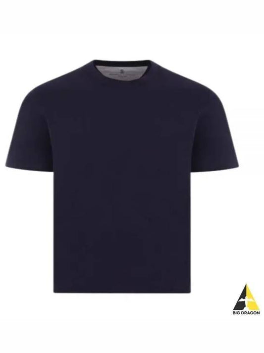 Crew Neck Short Sleeve T-Shirt Navy - BRUNELLO CUCINELLI - BALAAN 2