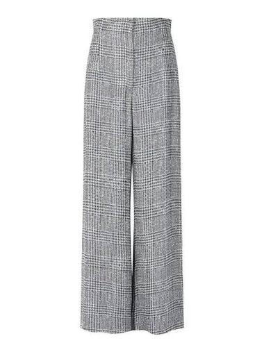 Women s Check Pattern Wide Long Pants Light Blue - EMPORIO ARMANI - BALAAN 1