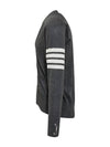 Men's Sustainable Classic Diagonal Wool Cardigan Dark Grey - THOM BROWNE - BALAAN 3