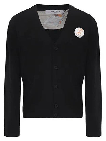 22FW JM00570KT1036 BK Olly Fox Patch Classic Cardigan Black　 989075 - MAISON KITSUNE - BALAAN 1