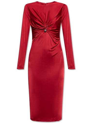 Versace Dress With Decorative Draping, Women's, Red - VERSACE - BALAAN 1