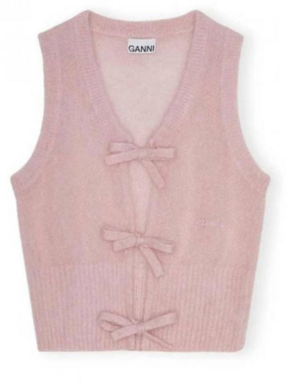 Tie String Light Mohair Vest Pink - GANNI - BALAAN 2