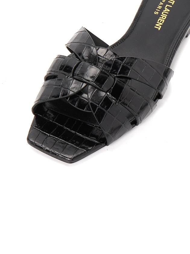 Crocodile Pattern Mule Black - SAINT LAURENT - BALAAN.