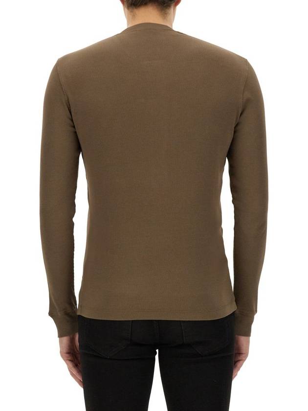 Tom Ford Ribbed "Henley" T-Shirt - TOM FORD - BALAAN 3