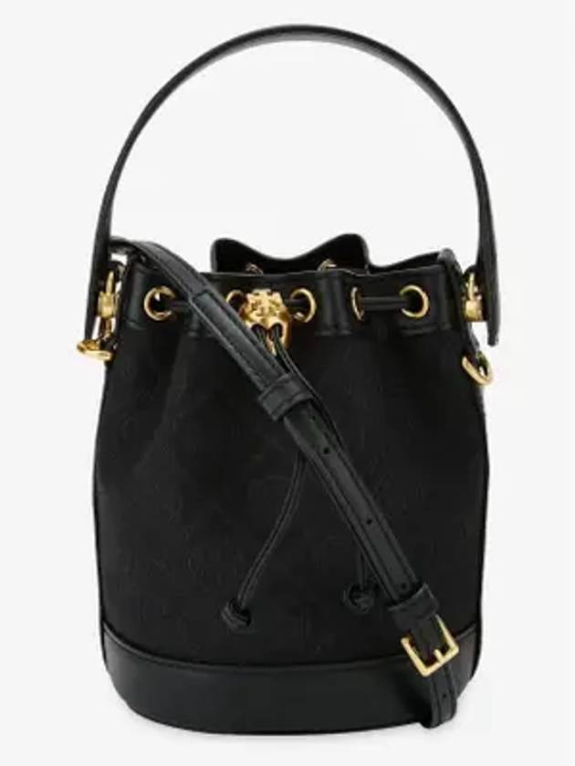 Monogram Small Bucket Bag Black - TORY BURCH - BALAAN 1