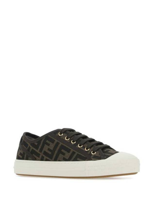 Domino FF Fabric Low Top Sneakers Brown - FENDI - BALAAN 3