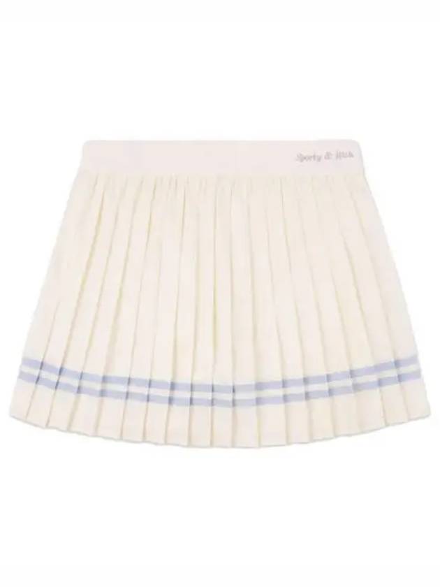 Serif Logo Stripe Detail Pleated Skirt Beige - SPORTY & RICH - BALAAN 2