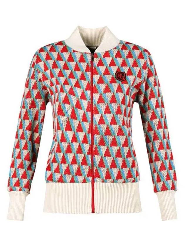 Women s triangle pattern full zip up knit jumper JB4A845W - LUX GOLF - BALAAN 4