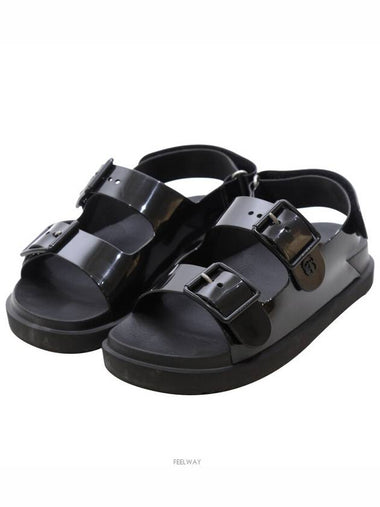 Daejeon Used Luxury Goods 660243 Mini Double G Sandals Black Size 37 Korea 240 - GUCCI - BALAAN 1