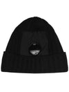 Lens Wappen Ribbed Wool Beanie Black - CP COMPANY - BALAAN 3