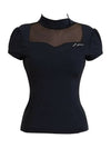 Golf Wear Heart Neck See-Through Short Sleeve T-Shirt Black - J JANE - BALAAN 3