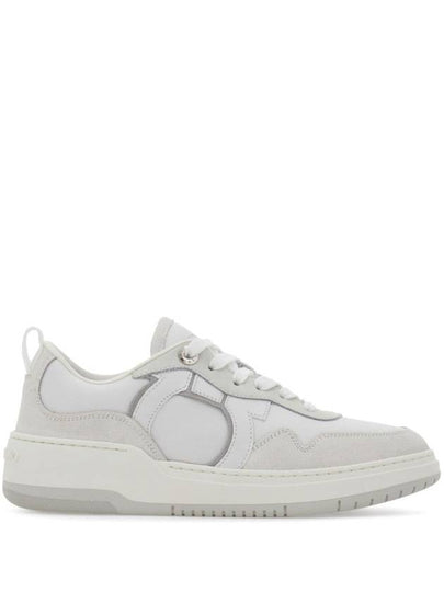 Gancini Leather Low Top Sneakers White - SALVATORE FERRAGAMO - BALAAN 2