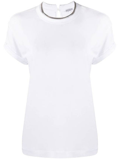 Crew Neck Turn-Up Sleeve Short Sleeve T-Shirt White - BRUNELLO CUCINELLI - BALAAN 2