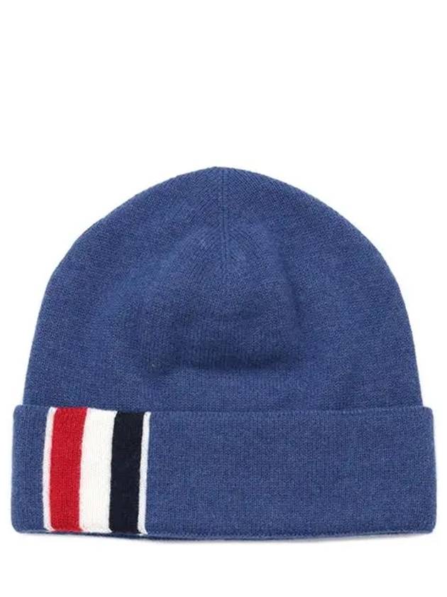 Striped Wool Beanie Dark Blue - THOM BROWNE - BALAAN 5