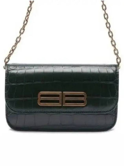 Gossip BB Logo Crocodile Chain Shoulder Bag Green - BALENCIAGA - BALAAN 2