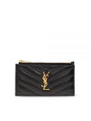 Monogram Logo Plaque Zip-Up Card Wallet Black - SAINT LAURENT - BALAAN 2