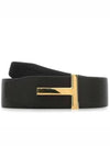 Gold Soft Grain Leather T Icon Belt Brown Black - TOM FORD - BALAAN 2