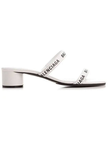 Logo Strap Round Sandal Heels White - BALENCIAGA - BALAAN 1