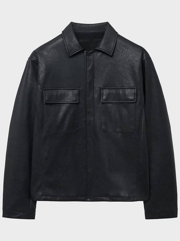 Padded leather shirt jacket black - NOIRER - BALAAN 9