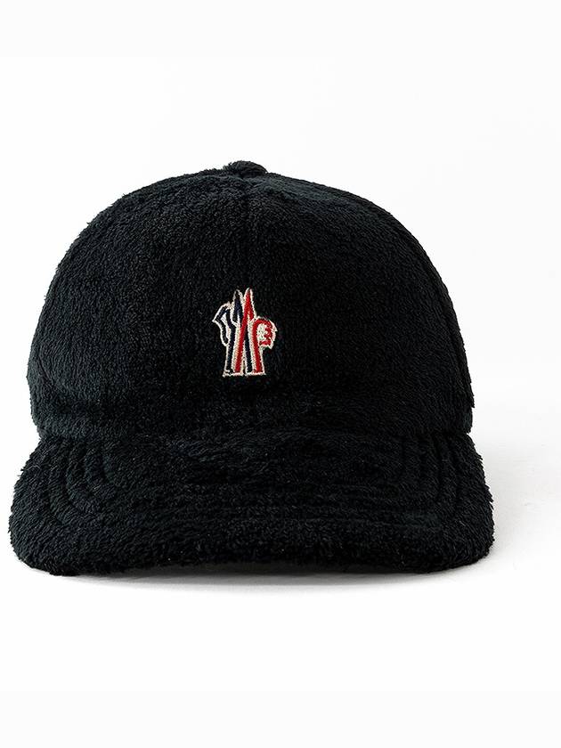 Logo Velvet Fleece Ball Cap Black - MONCLER - BALAAN 3