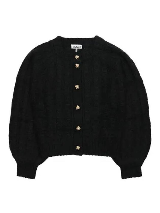 Women's Button Knit Cardigan Black - GANNI - BALAAN 2
