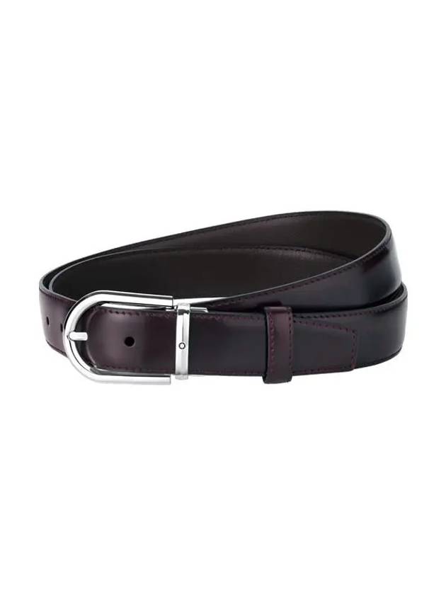 Horseshoe Buckle Reversible Leather Belt Burgundy Black - MONTBLANC - BALAAN 3