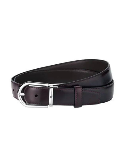 Horseshoe Buckle Reversible Leather Belt Burgundy Black - MONTBLANC - BALAAN 2