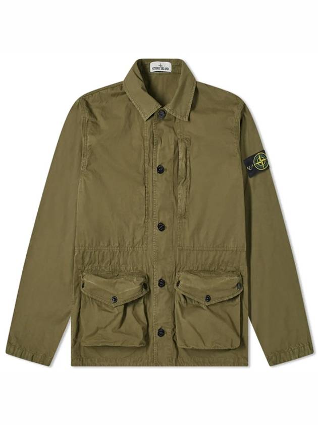 Wappen Patch Old Effect Cotton Zip-up Jacket Olive Green - STONE ISLAND - BALAAN 2