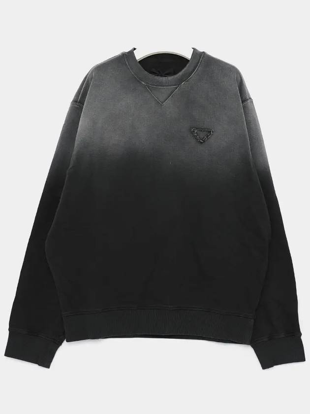 Oversized Garment Dyed Cotton Sweatshirt Black - PRADA - BALAAN 4